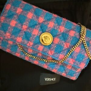 ❌SOLD❌Versace Gold Chain Pink and Blue Clutch